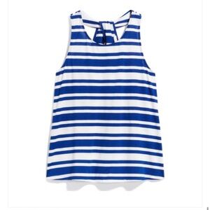 Skies Are Blue Striped Twist Back Tank Top - Blue and White